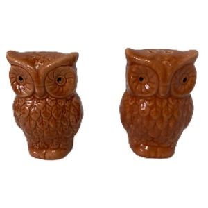 OWL Salt and Pepper Shakers Burnt Orange Vintage 3" Tall x 2" Wide